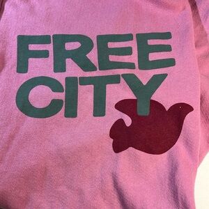 EUC FREECITY Life Nature Love Pink Love Dove French Terry 💯 Cotton Sweatpants L